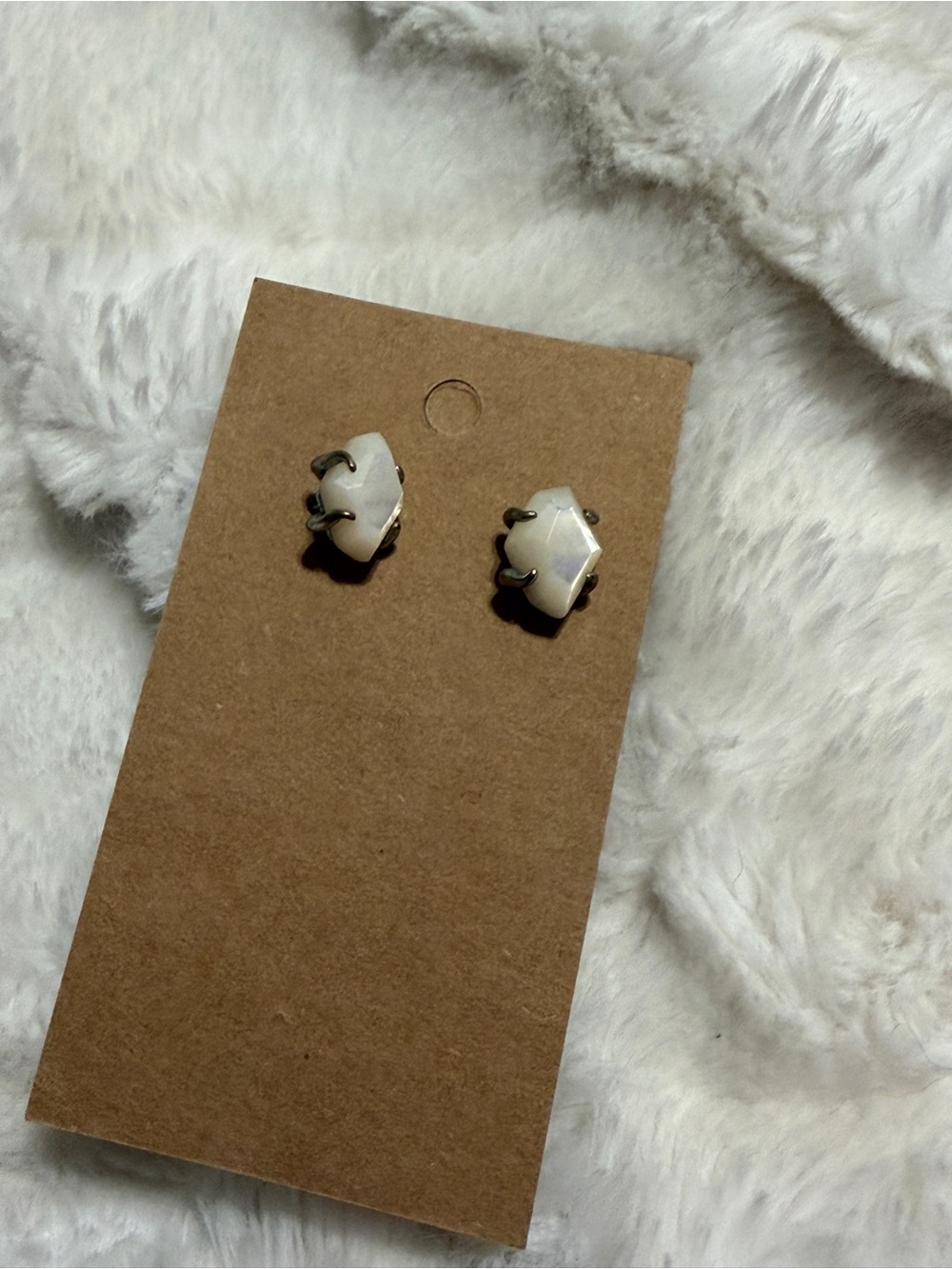 Kendra Scott Cream Hexagon Stud Earrings